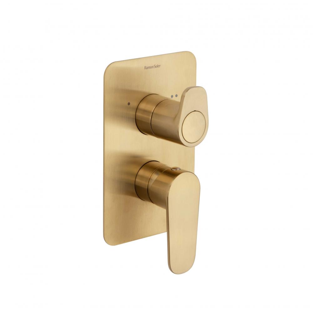 Alexia or brossé,monocommande de bain-douche encastré 2 voies avec plaque métallique