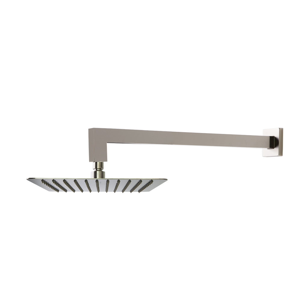 Rociador de ducha níquel cepillado extraplano, cuadrado de 250mm a pared