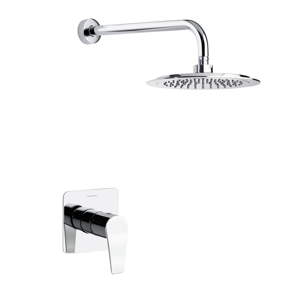 Civic, Einhebel-Wandmontage-Set aus Metall mit 1 Weg und Ø240mm Duschkopf, Chrom