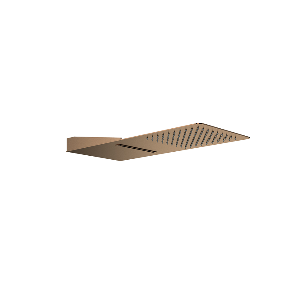 Aspersor rectangular de paret amb efecte pluja i cascada, coure raspallat.