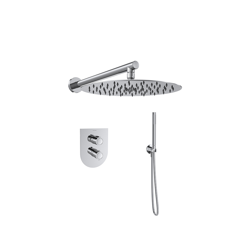 Urban Chic,conjunto termostático empotrado metálico 2 vías con rociador metálico Ø300mm,cromo