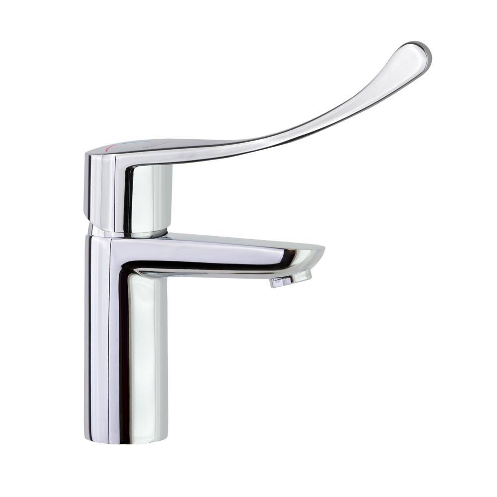 New Fly,Breeam,monomando de lavabo con maneta medica y válvula automática de inox 1¼,cromo
