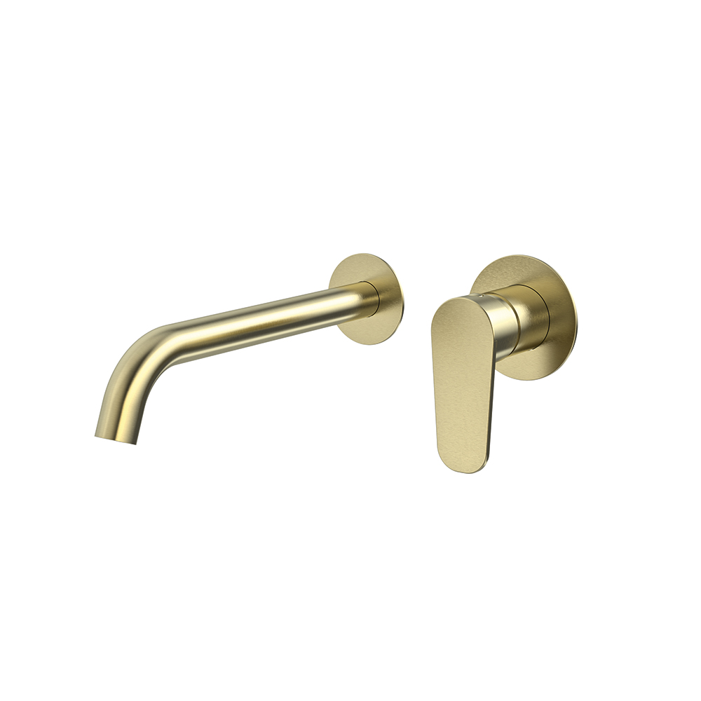 Alexia brushed gold, wall washbasin mixer with 24 cm spout
