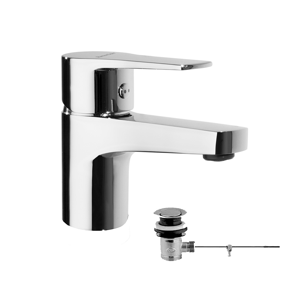 Titanium,Tool Free,monomando de lavabo con válvula automática de ABS 1¼,cromo