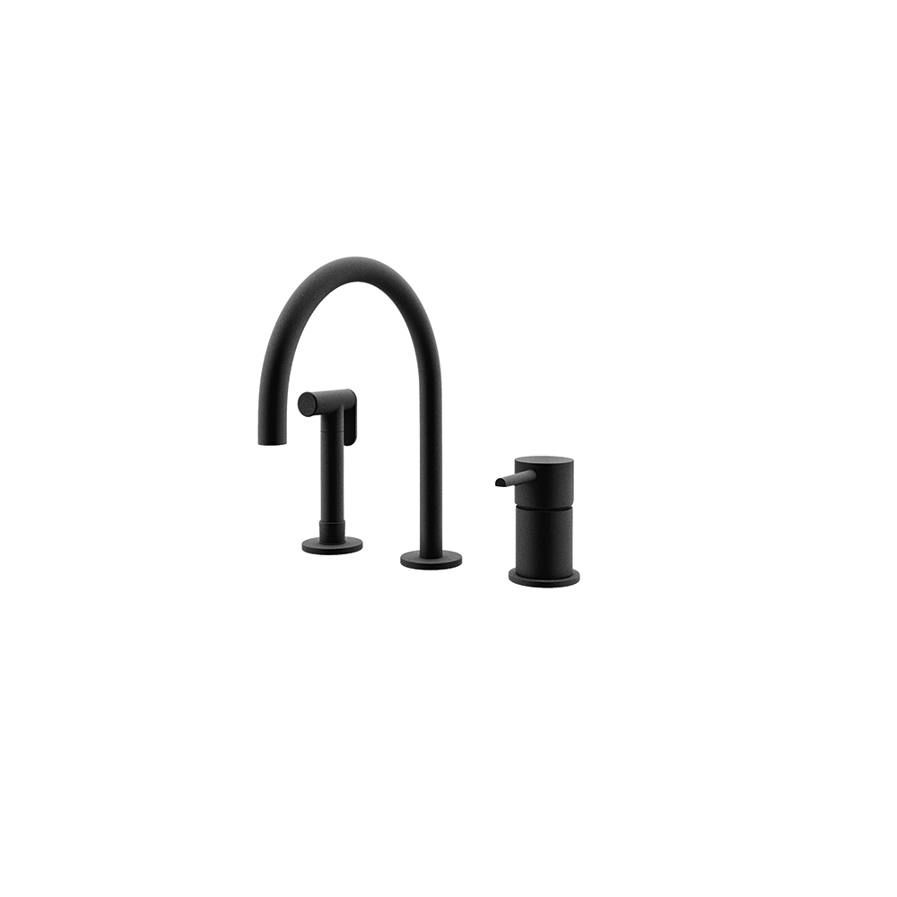 Odisea, Wandspülbecken mit Handbrause und 190 mm Auslauf, 8L, matte Schwarz.