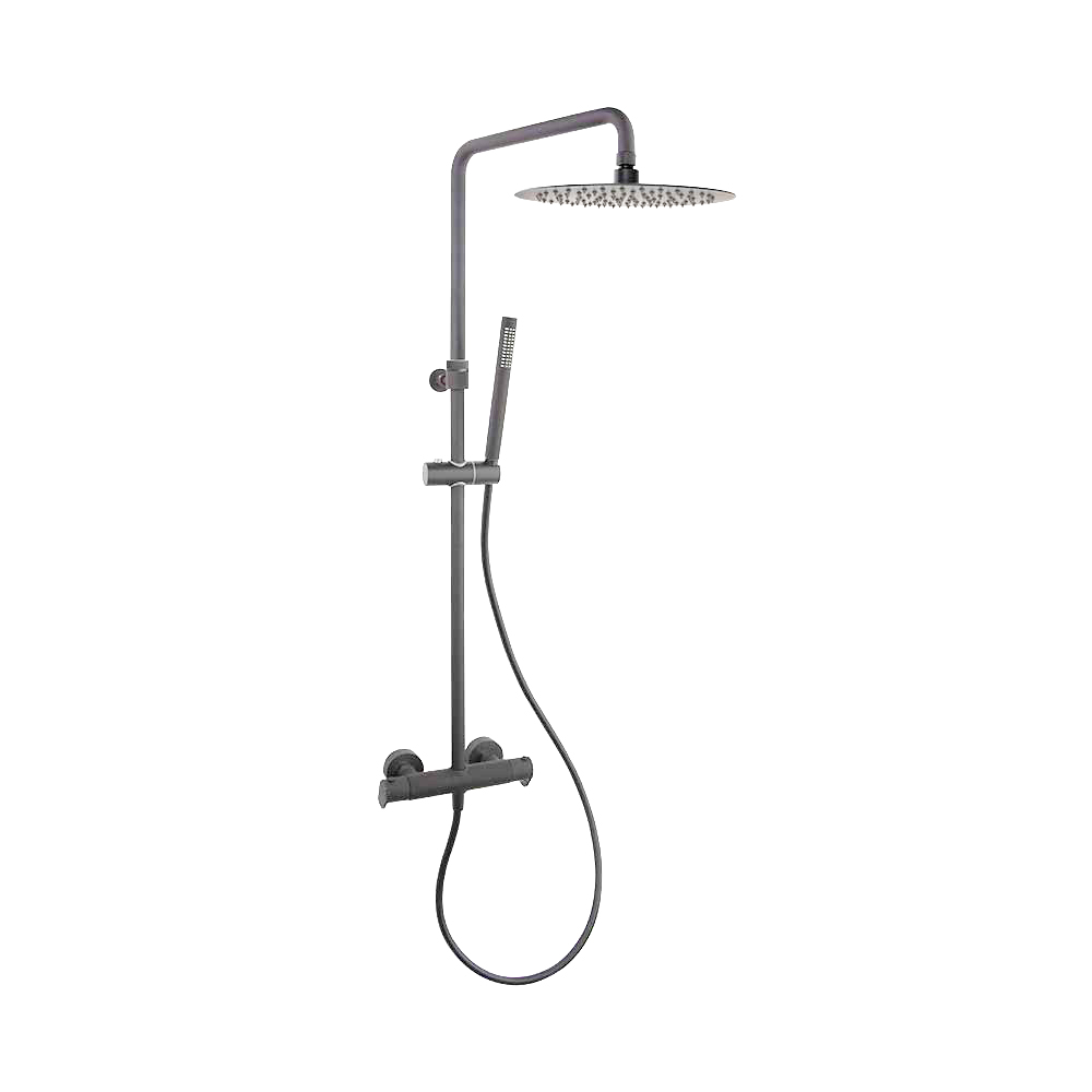 Alexia, telescopic thermostatic shower column with 300 mm metal showerhead, graphite