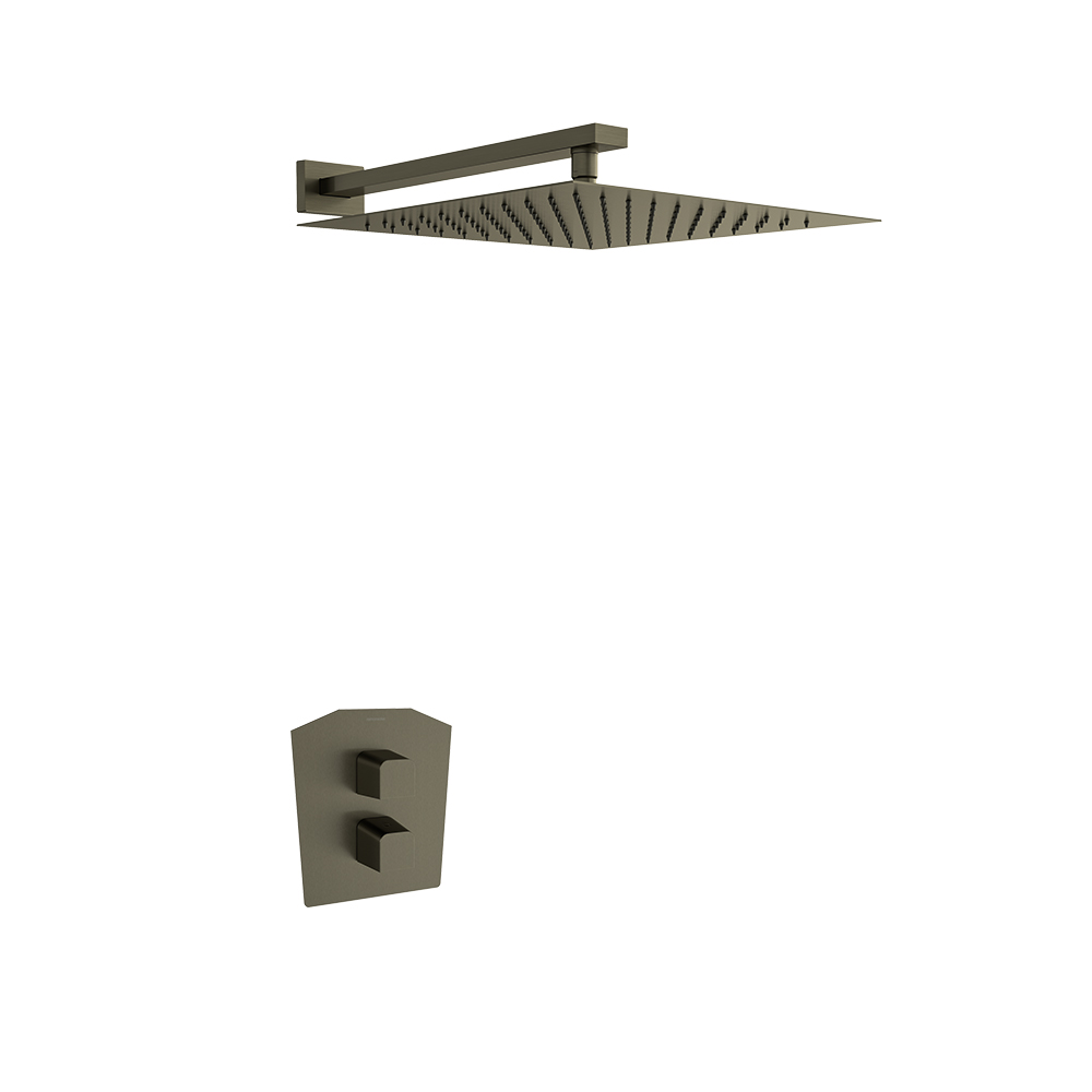 Prisma, concealed single-outlet thermostatic shower set with 300mm metal showerhead, graphite