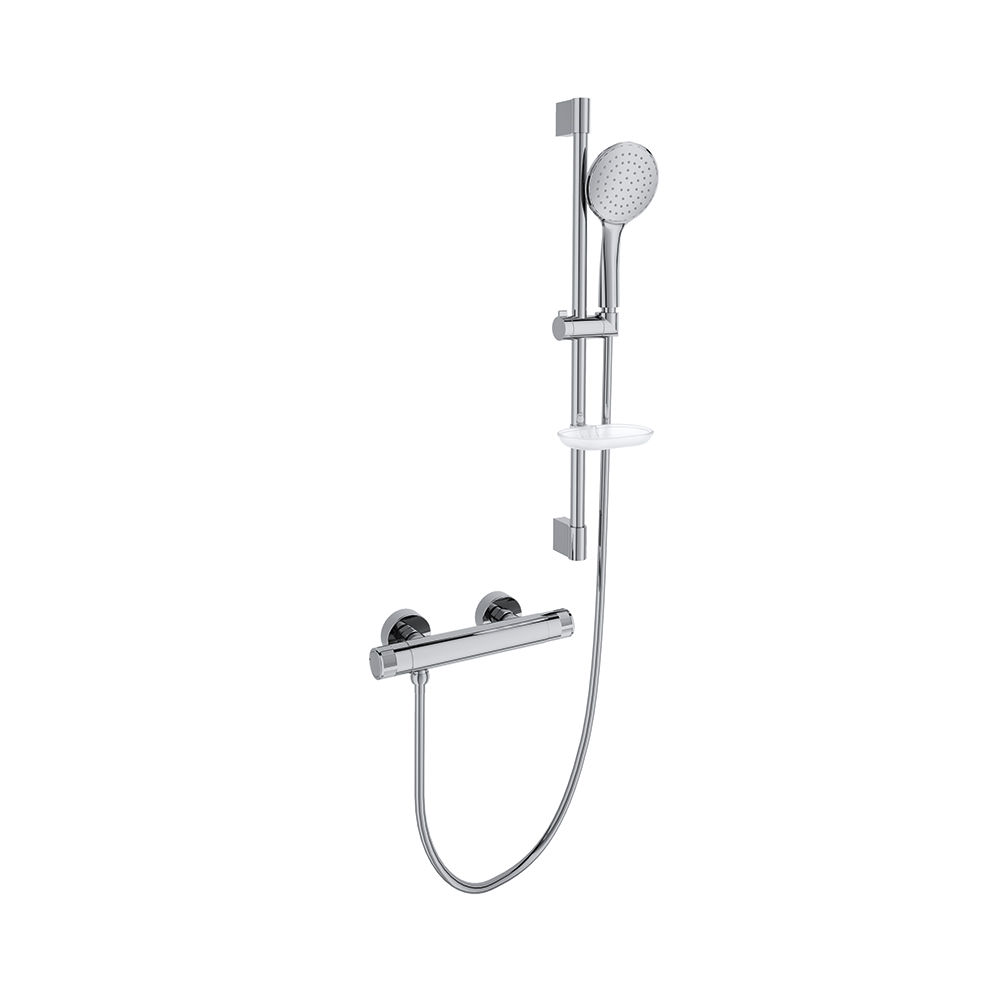 Monotech, Einhebel-Duschmischer mit Duschset, Chrom.