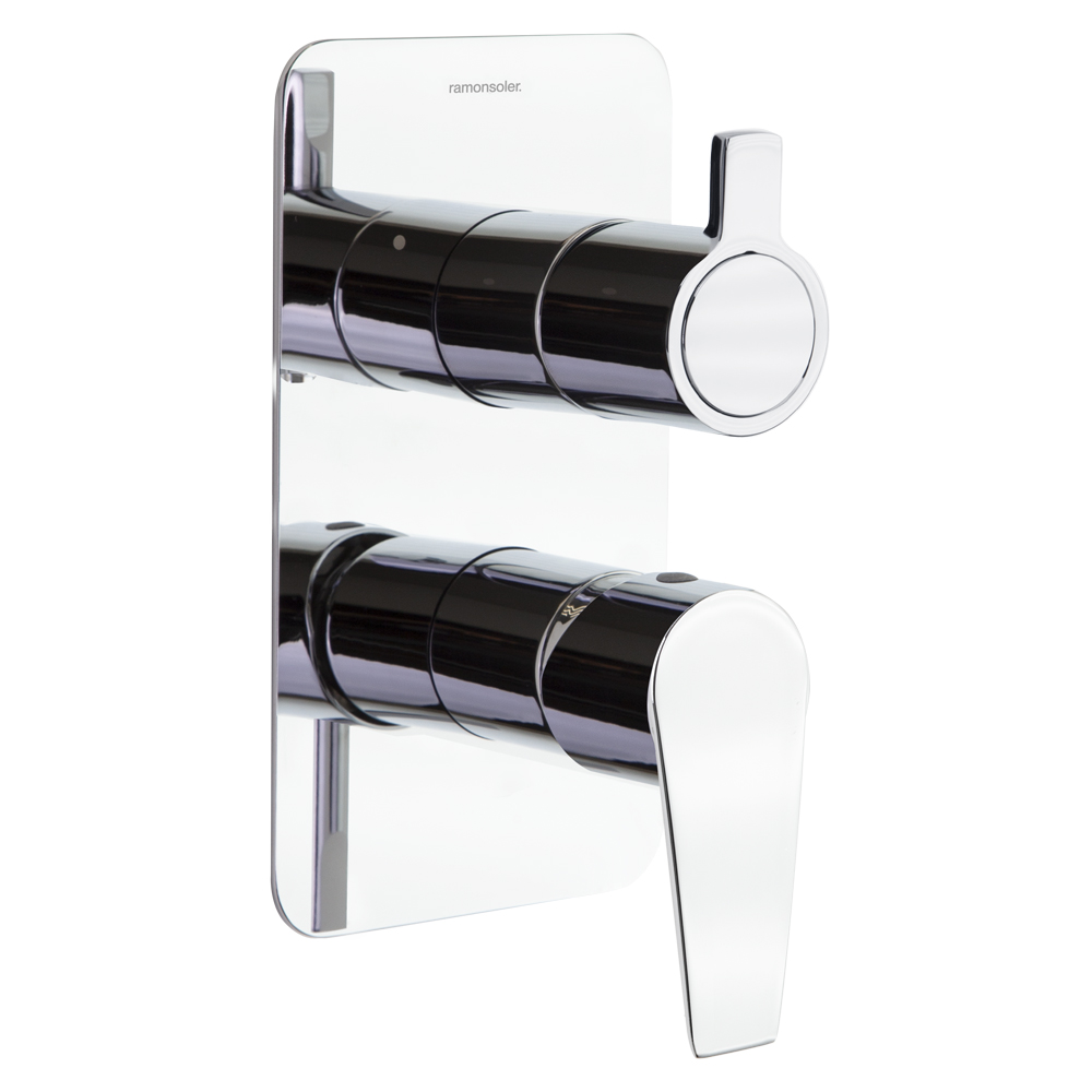 Civic,monomando de ducha empotrado metálico de 2 vías con placa ultraslim,cromo