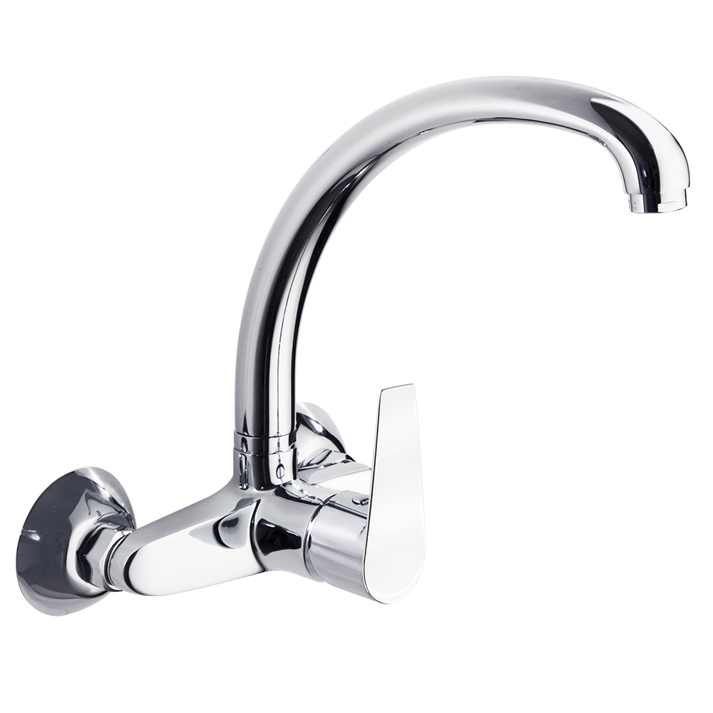 Civic, aixeta de cuina de paret monocomandament amb boc alt giratori, crom.