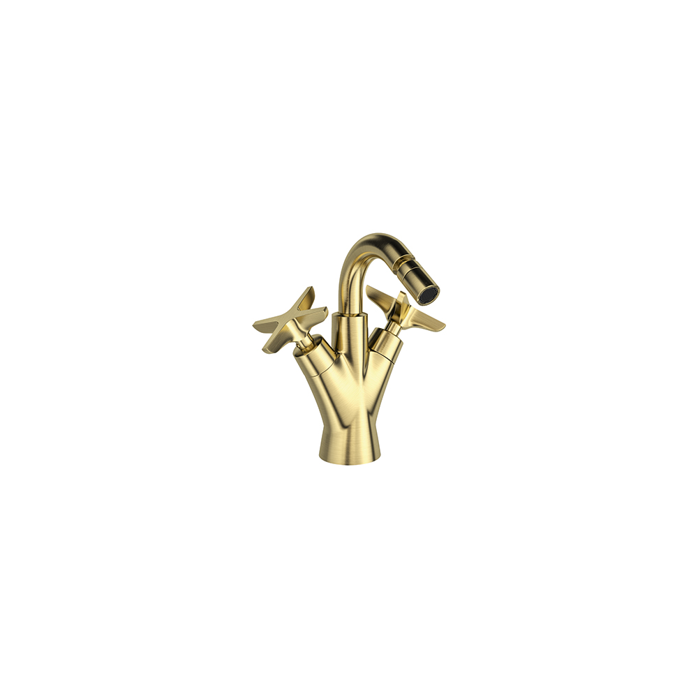 Adagio, bidet mixer with twin handle, brushed gold
