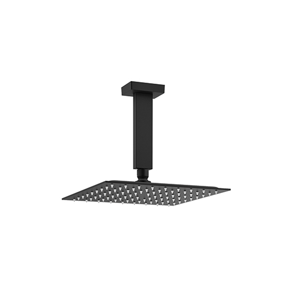 Conjunto de brazo de techo con rociador cuadrado de 250mm,negro mate