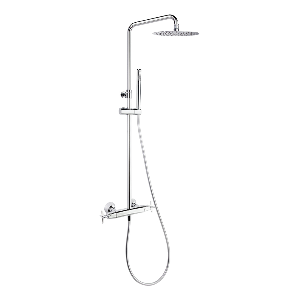 Adagio, Telescopic-Thermostatic-Säule mit Handbrause und Metall-Rosette von 300mm, Chrom