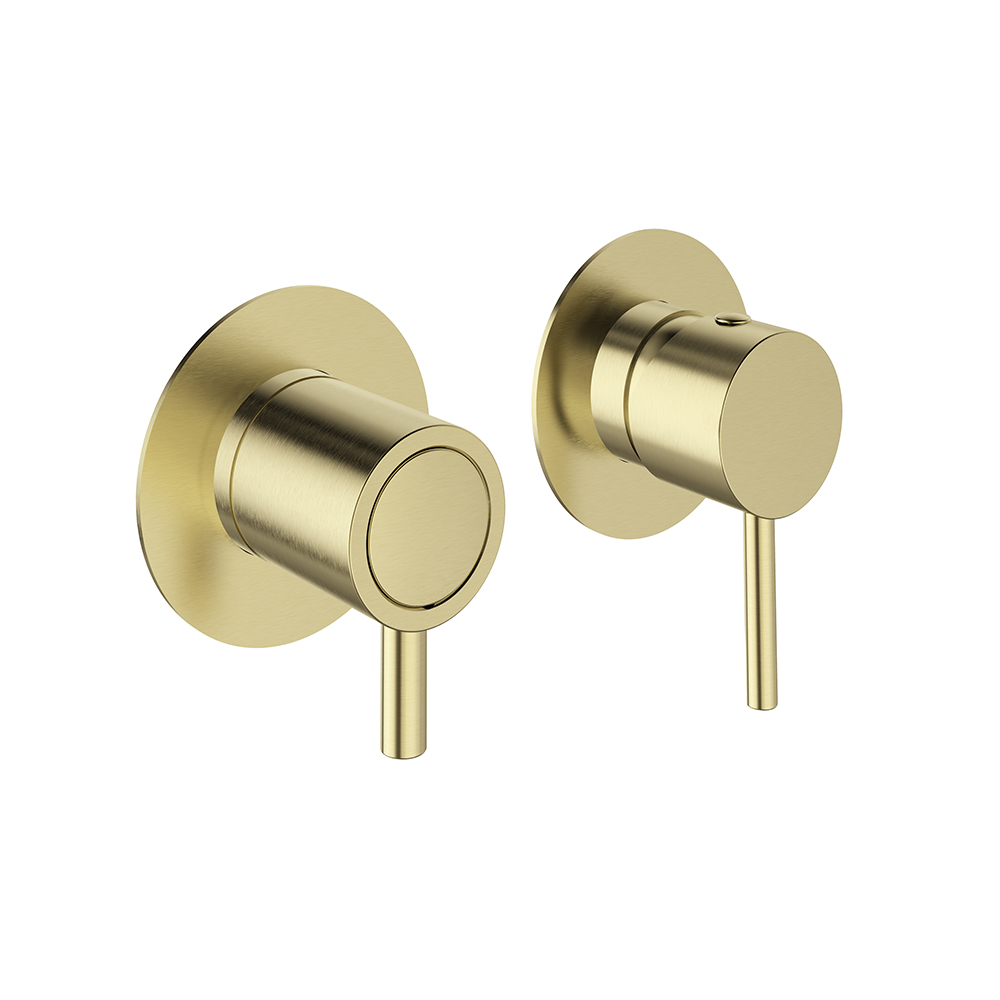 Odisea, 3-way concealed shower mixer with metal plate, brushed gold