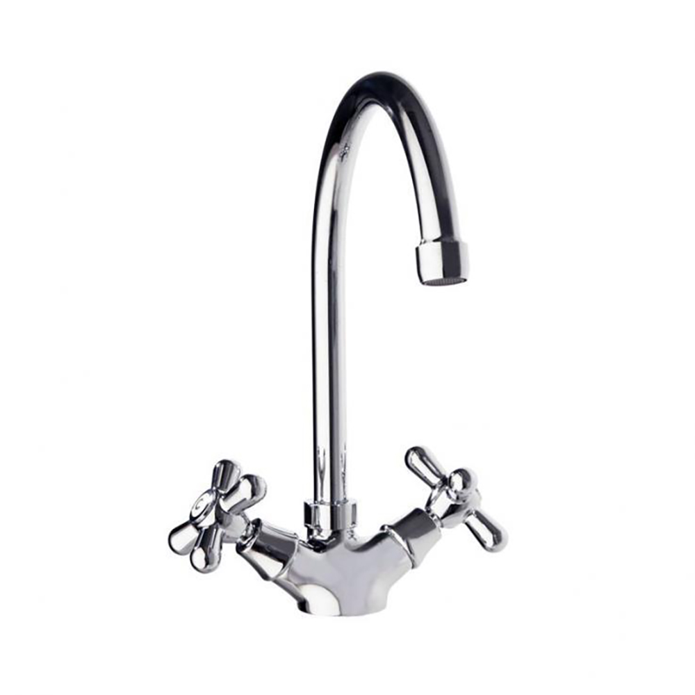 Gaudí,bimando de lavabo con caño giratorio altura L,cromo