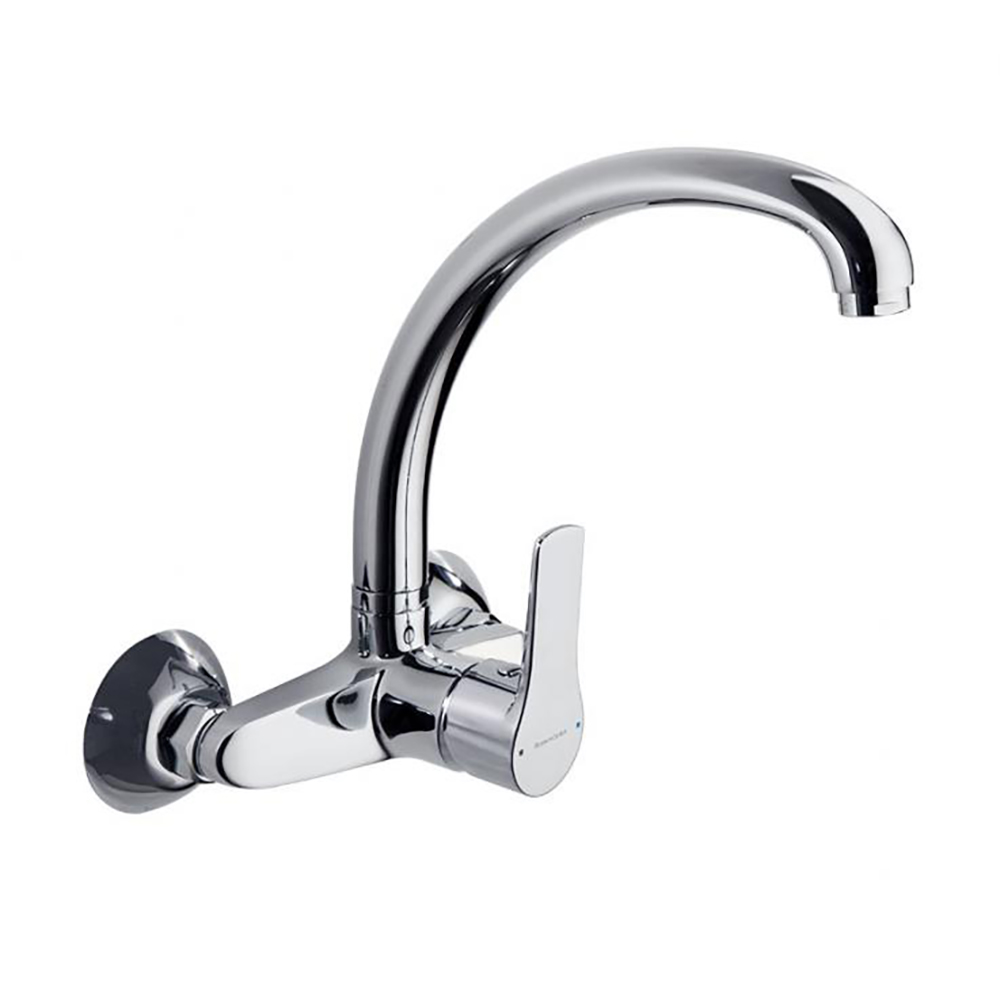Titanium,monomando de fregadero a pared con caño alto giratorio,cromo