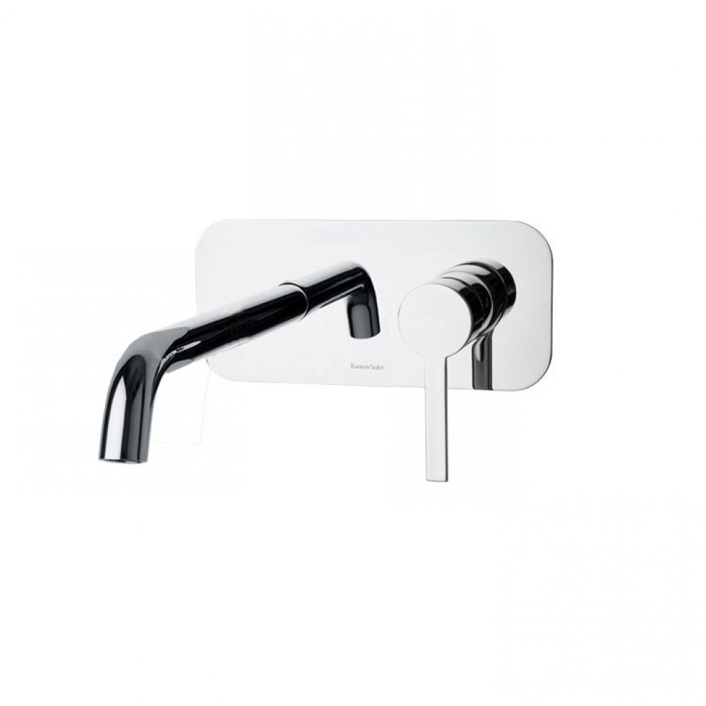 Drako, aixeta de lavabo encastrada a la paret amb placa metàllica i broc de 24 cm, cromat.