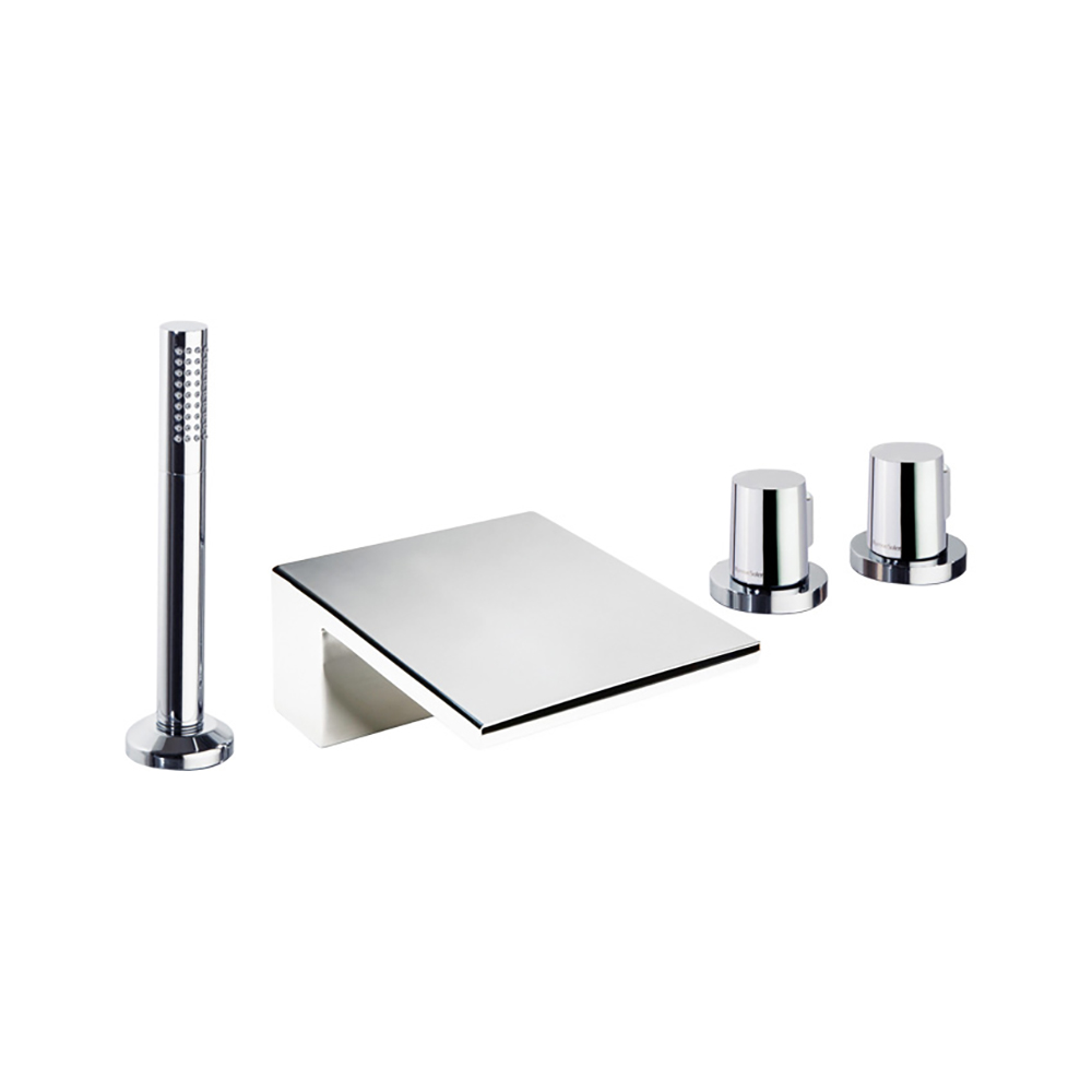 Tzar,termostático de baño-ducha de repisa con caño cascada y equipo de ducha metálico,cromo