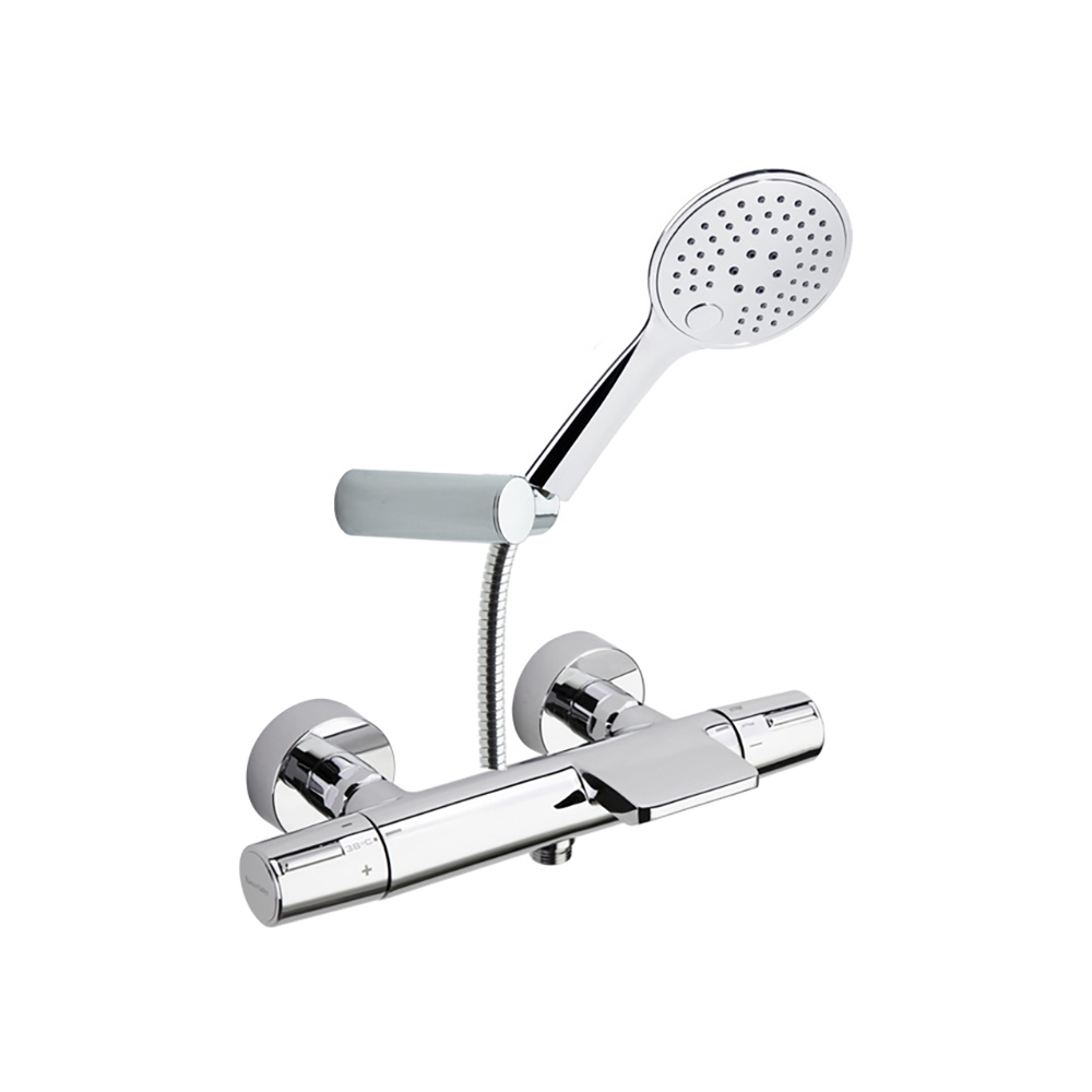 Tzar,termostático de baño-ducha con salida cascada,sistema S2,con equipo de ducha TR,cromo