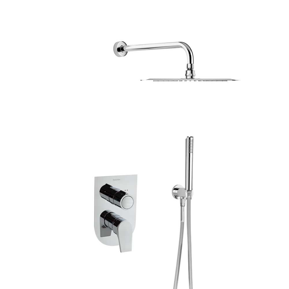 Urban Chic,mitigeur encastré 2 voies en métal avec support,entrée d'eau,douchette et pomme de douche murale en métal Ø250mm chrome