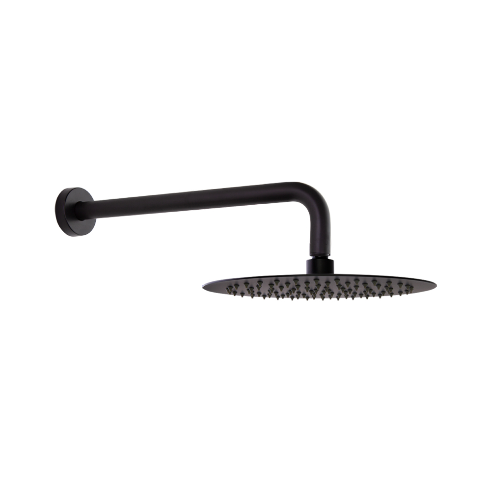 Rociador negro mate, de ducha de metal extraplano Ø250mm a pared