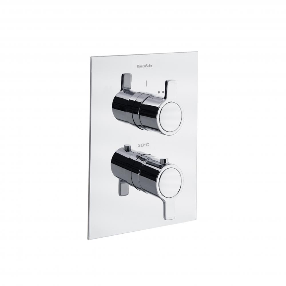 Blautherm, termostático de baño-ducha empotrado metálico 2 vías con placa metálica cuadrada ultraslim, cromo
