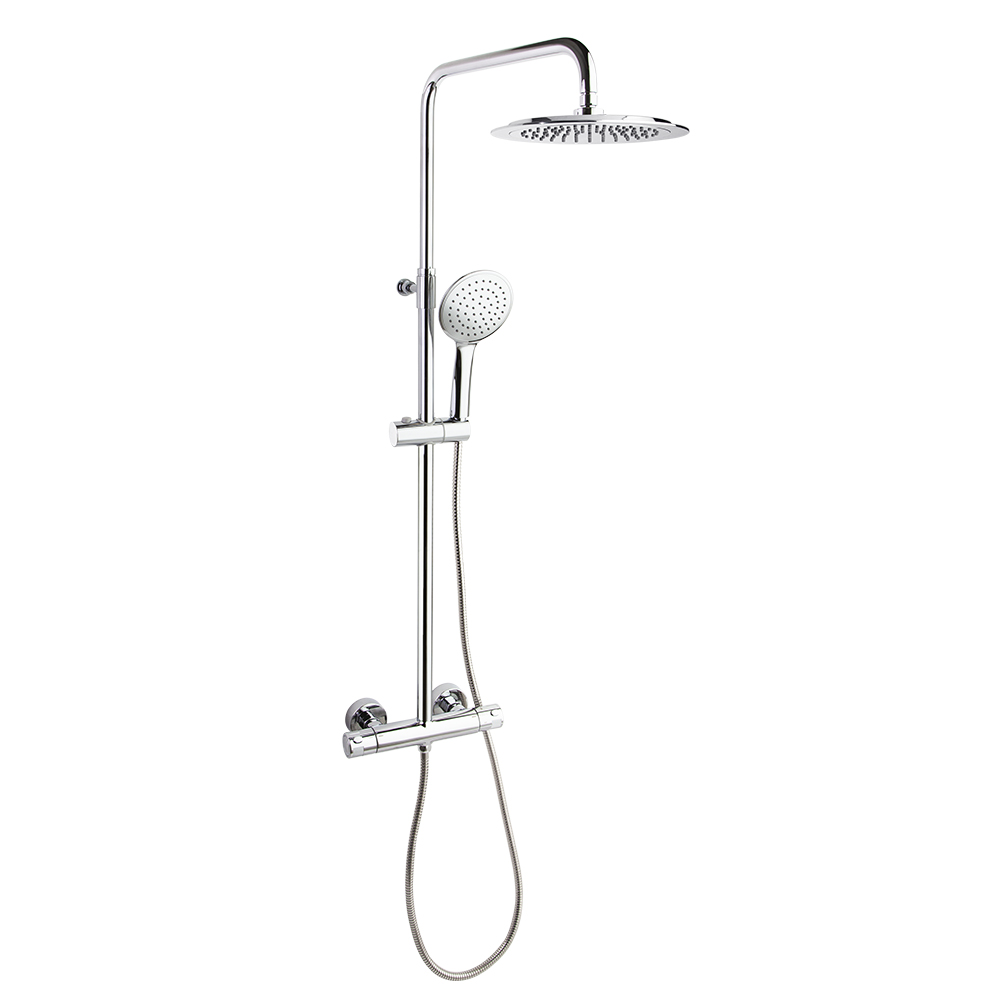Monotech, columna de ducha telescópica monocontrol con rociador ABS de Ø240mm 5 unidades, cromo