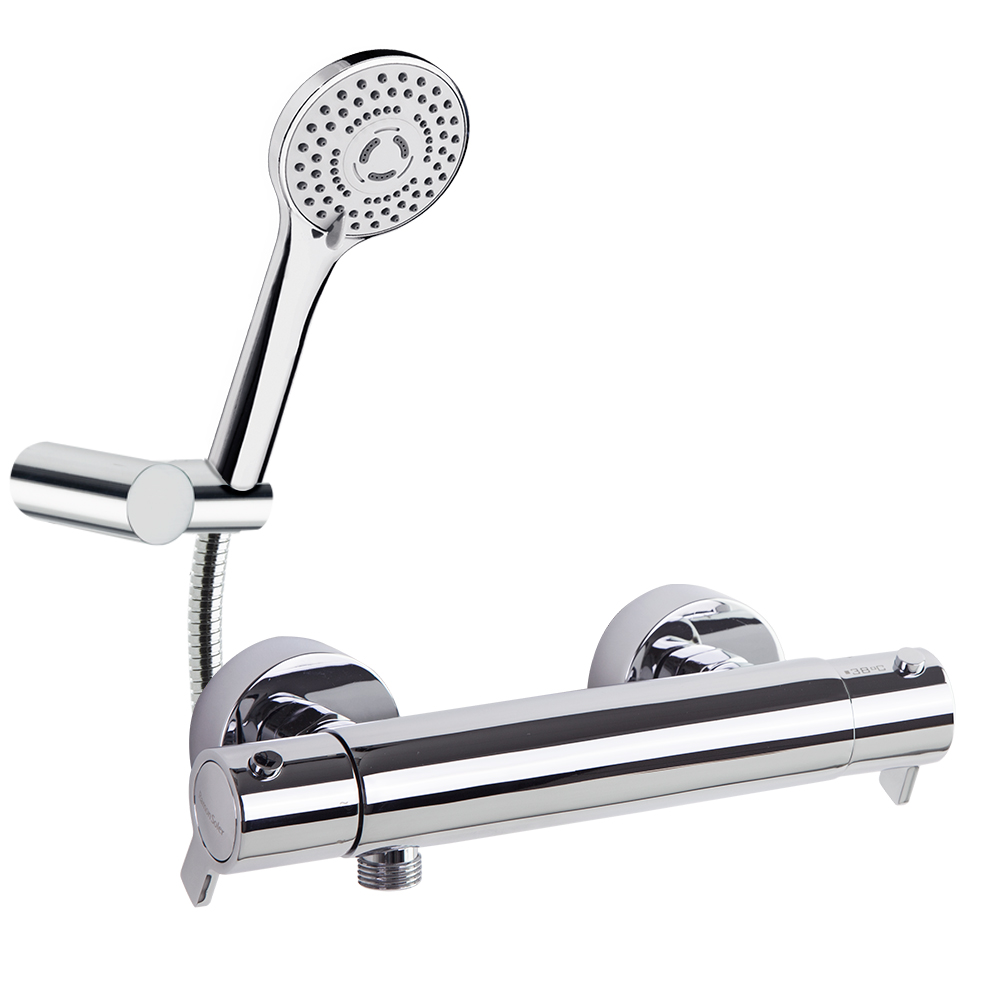 Blautherm,termostático de ducha con equipo de ducha BT,cromo