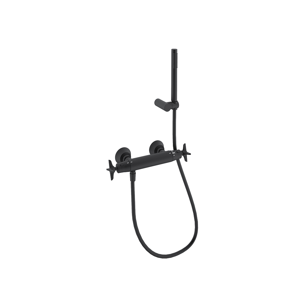 ADAGIO Thermostat Brausebatterie mit Brauseset schwarz matt