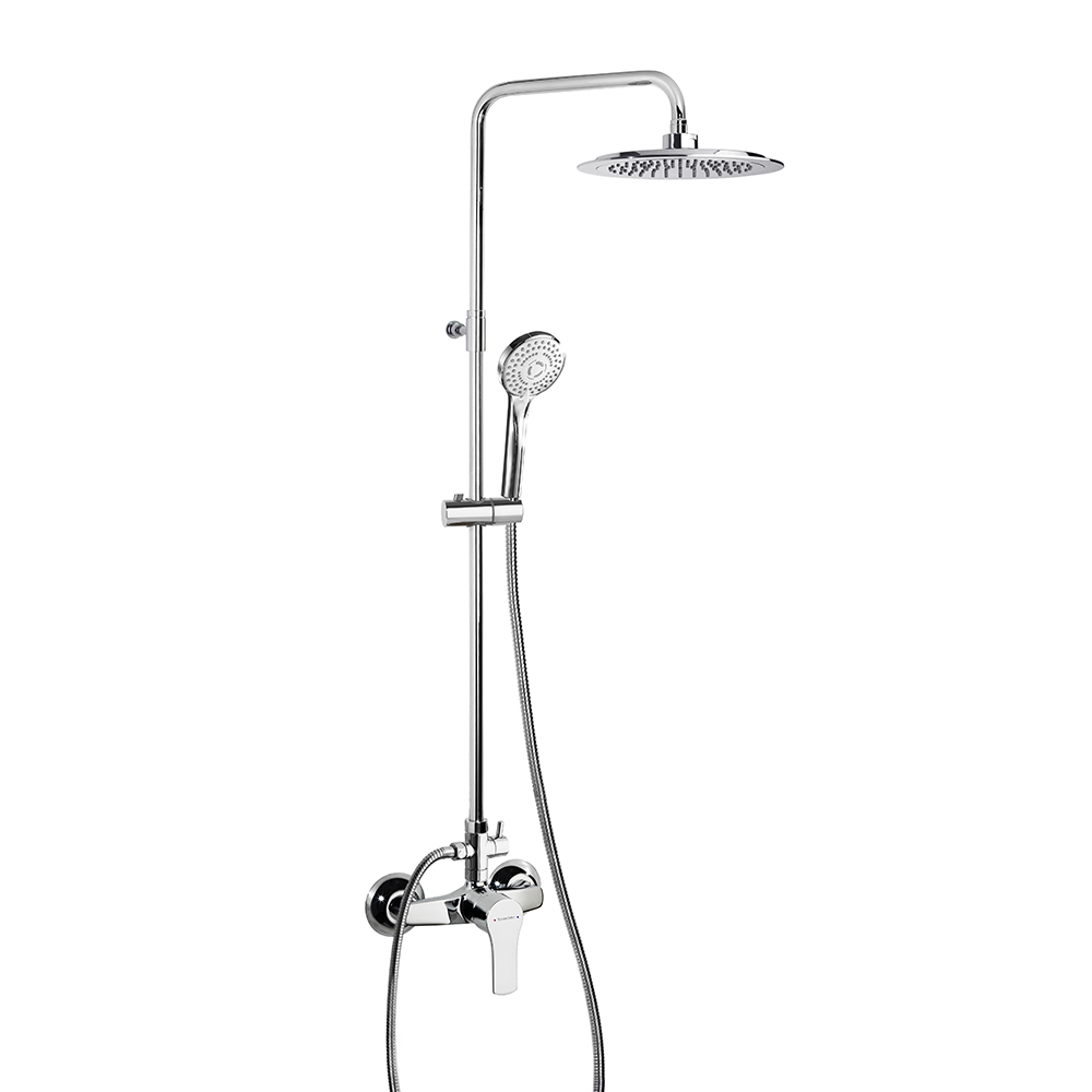 Titanium,Breeam,columna de ducha telescópica monomando con rociador ABS de Ø240 mm,cromo