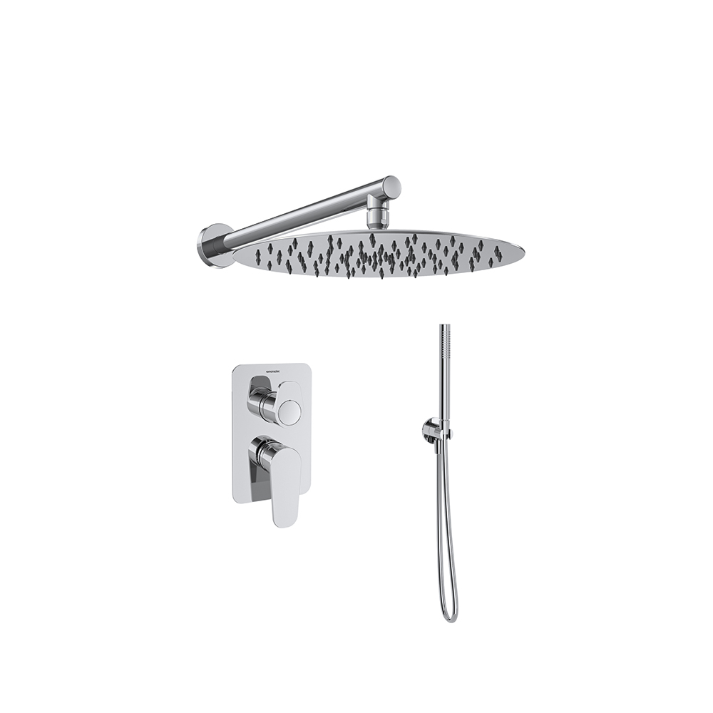 Alexia, conjunt monomando encastat 2 via amb rociador metàl·lic Ø300mm, crom
