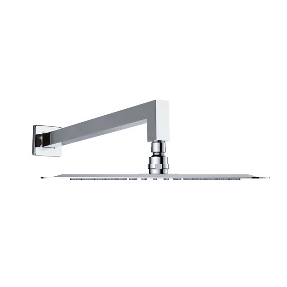 Rociador de ducha de metal XXL extraplano, cuadrado de 400mm a pared, cromado