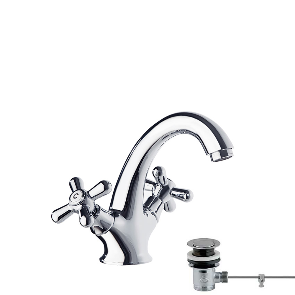 Gaudí,bimando de lavabo con caño giratorio,cromo