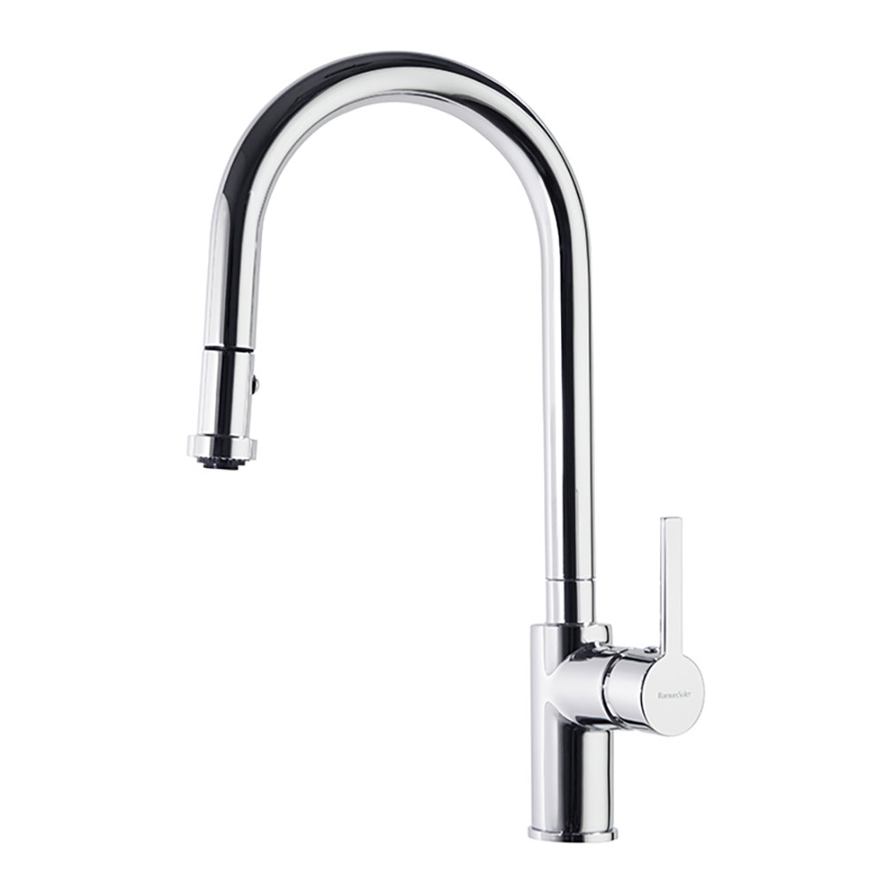 Drako,monomando de fregadero caño alto metálico 2 jets extraible,cromo