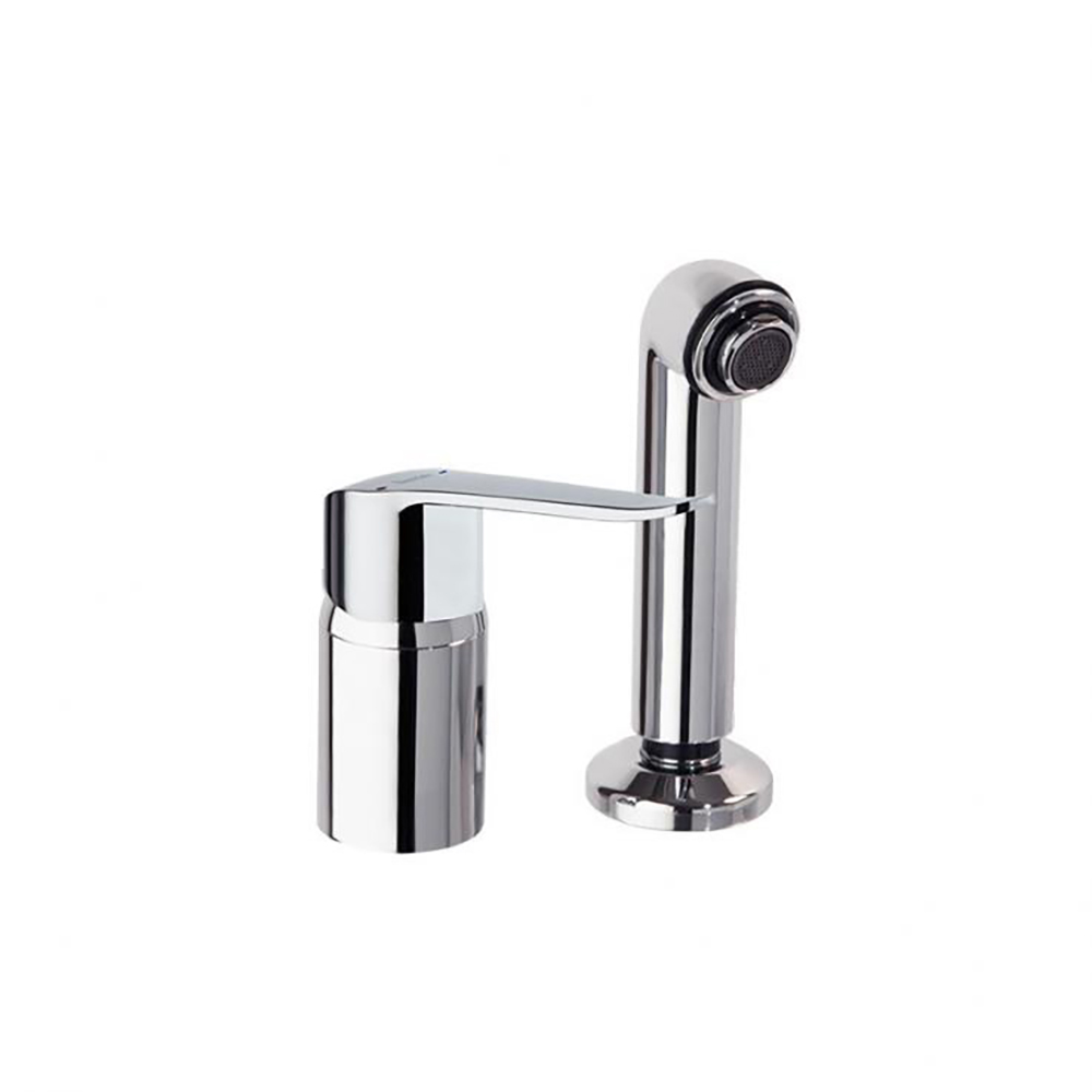 Deck mounted mixer with shower