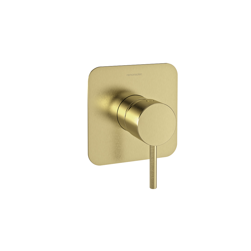 Odisea,monomando de ducha empotrado 1 vía con placa metálica,oro cepillado