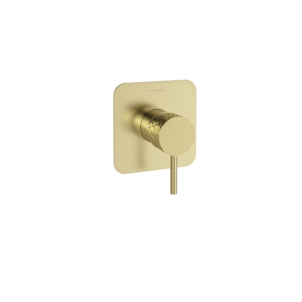 Odisea Joya, concealed single lever shower 1 way with metal cover plate, brushed gold