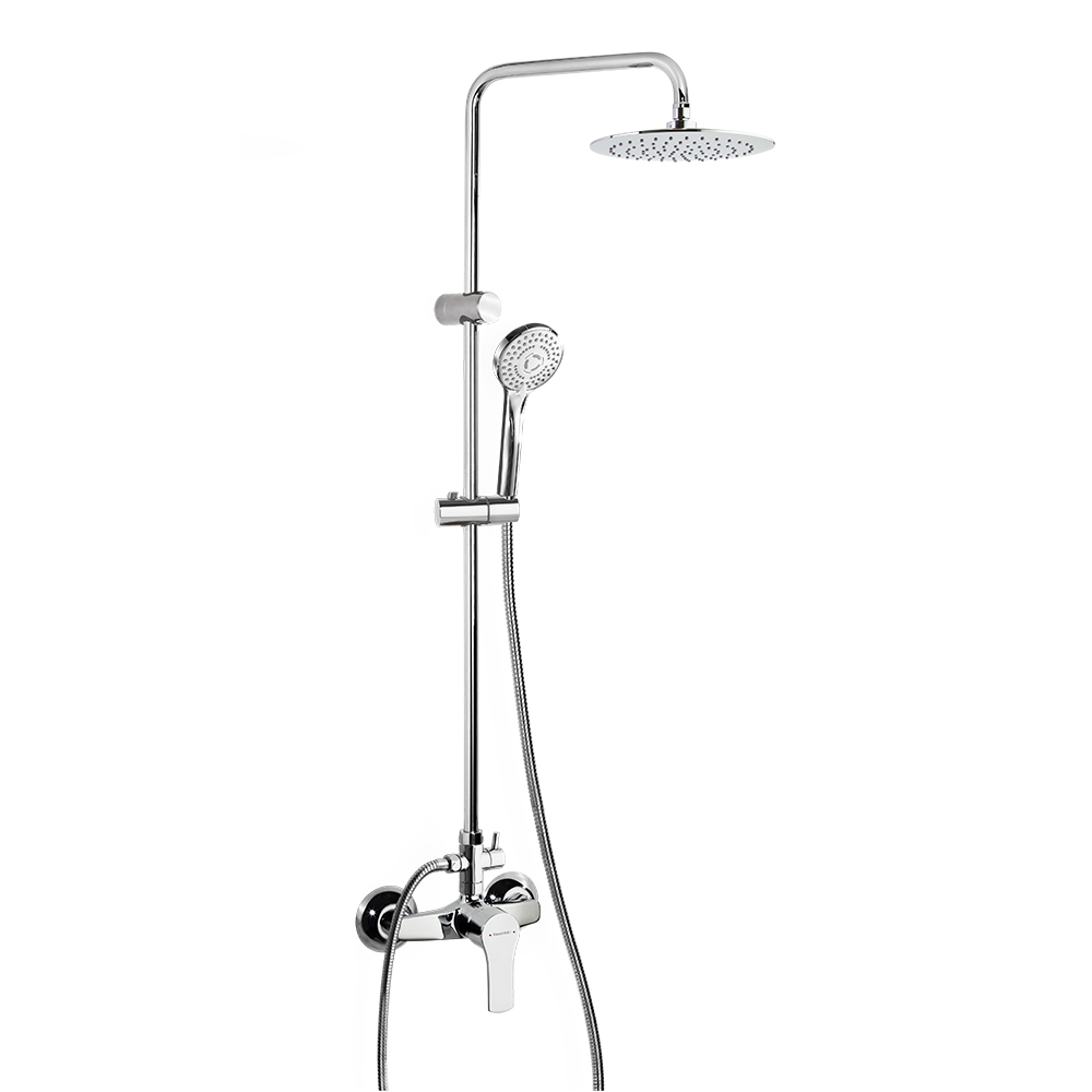 Titanium, Breeam, fixed shower column with single-lever mixer and Ø240 mm showerhead, chrome