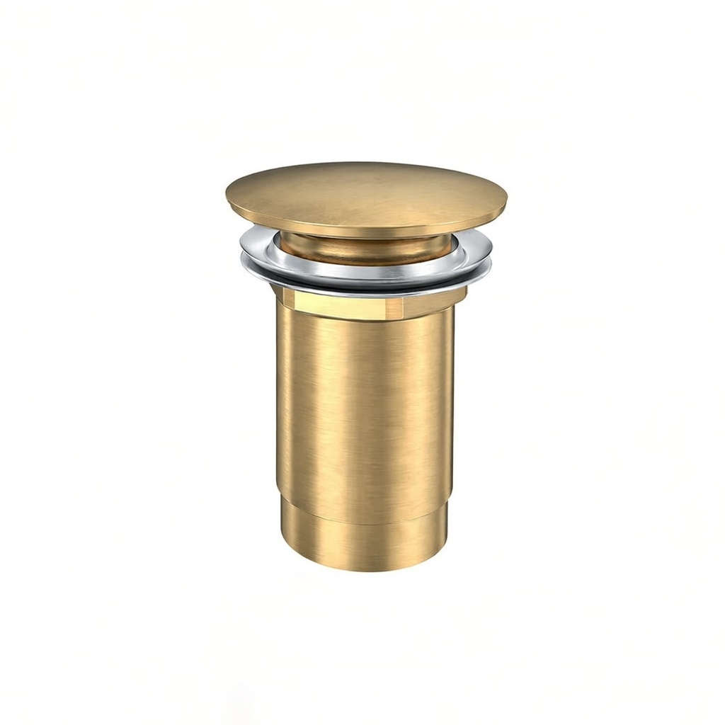 Brass drain valve with Click Clack system, brushed gold.