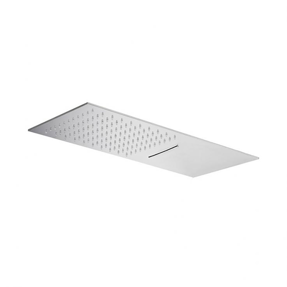 Rociador de pared rectangular de metal extraplano 2mm, con salida lluvia y, cascada, de acero inoxidable pulido
