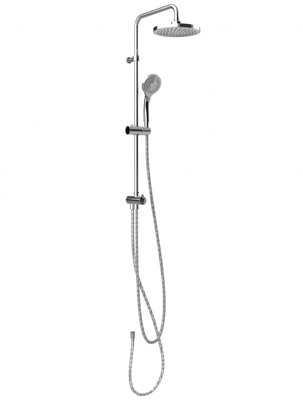 Barra de dutxa adaptable amb teledutxa, flexo i rociador de metall Ø200mm, crom