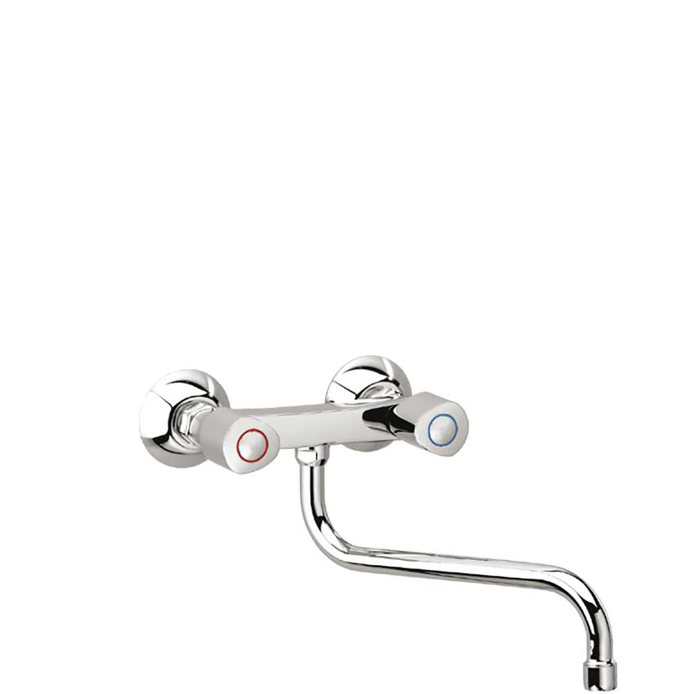 Wall sink mixer sigh spout, with (12,5 - 17,5), excentric