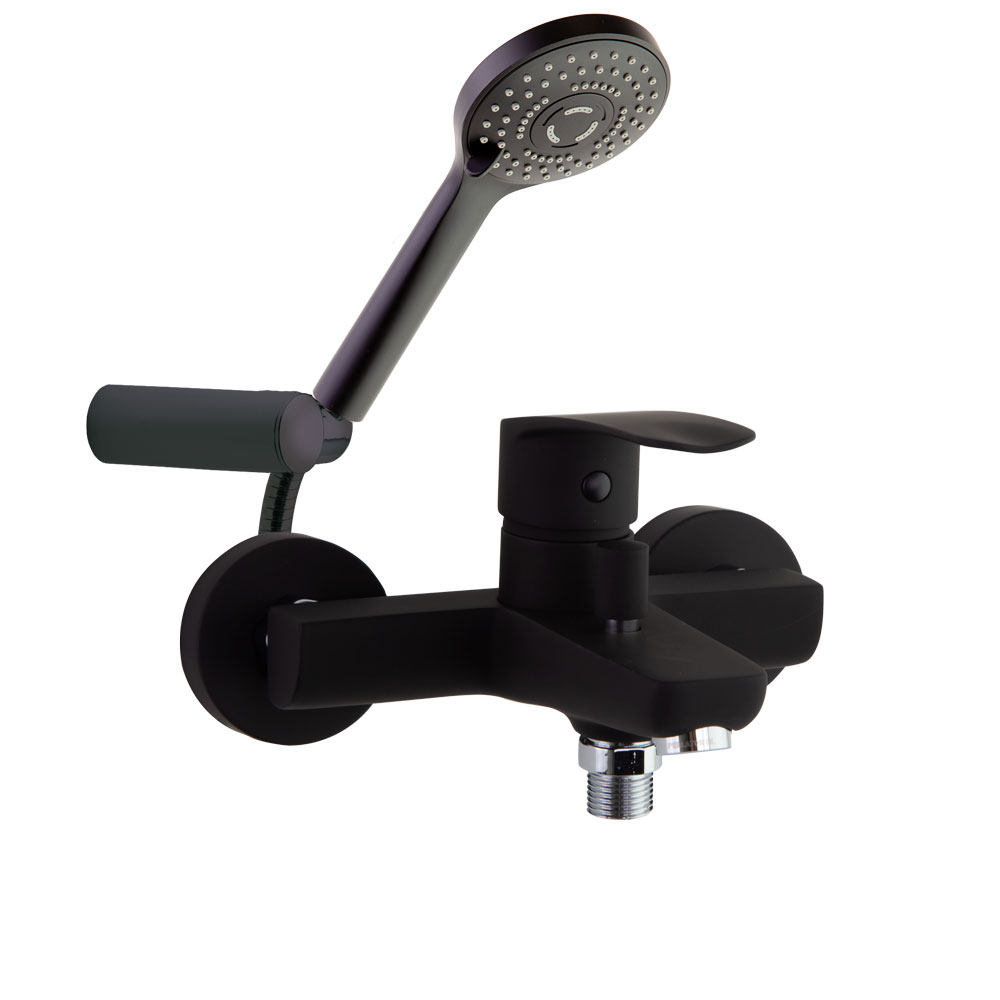 New Fly, ensemble mitigeur de bain avec équipement de douche, noir mat