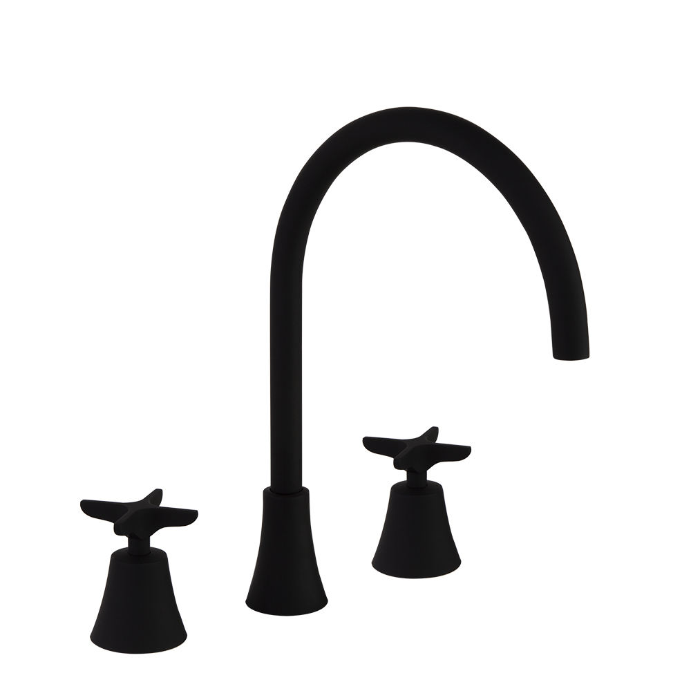 ADAGIO Dreiloch-Waschtischarmatur Ausladung 170mm schwarz matt