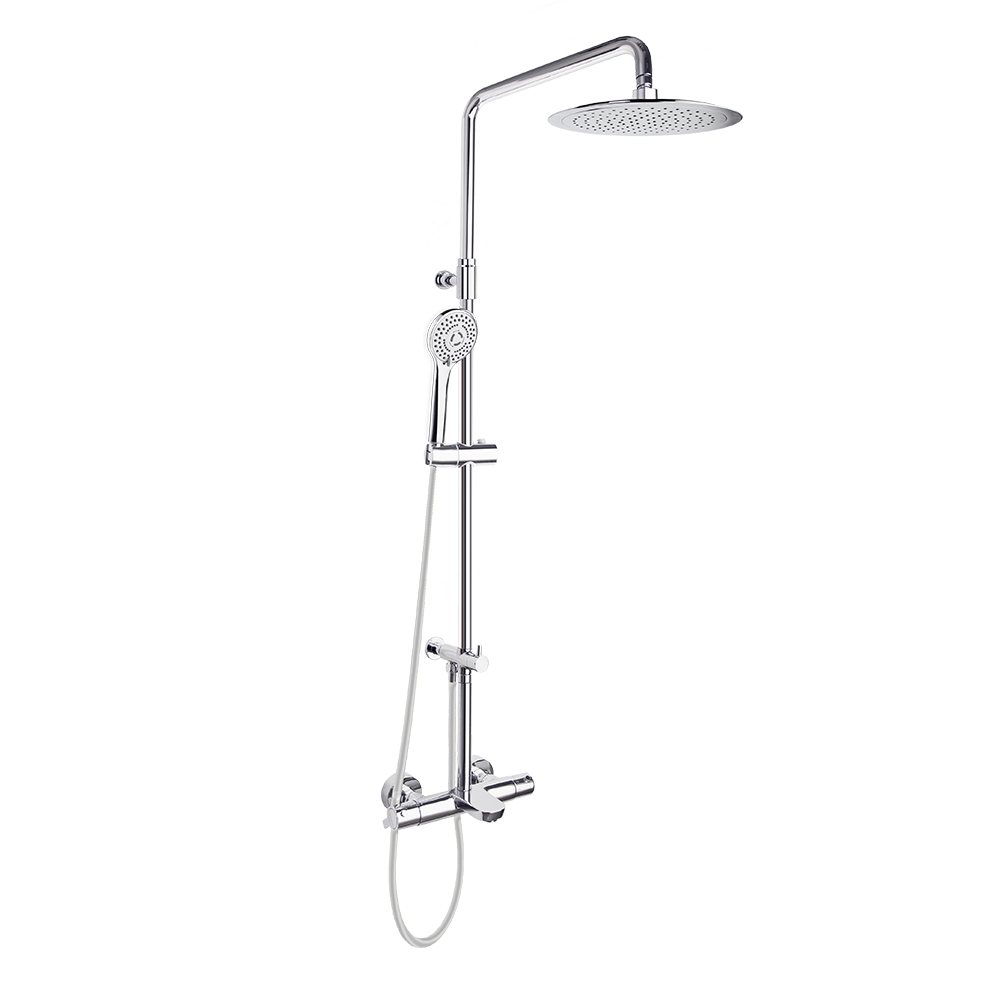Blautherm, Breeam, telescopic thermostatic bath-shower column, round showerhead Ø300mm, chrome.