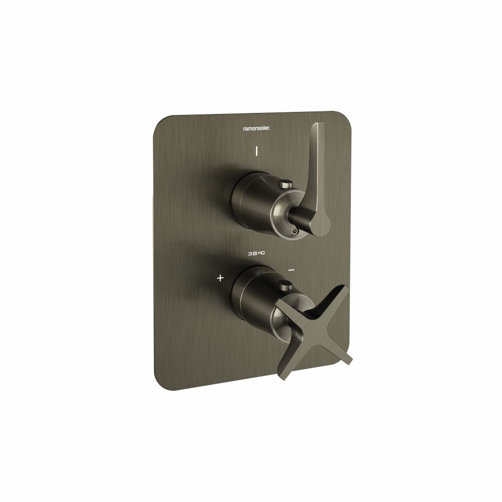 Adagio, termostàtic de dutxa encastat 1 via amb placa metàl·lica, grafit