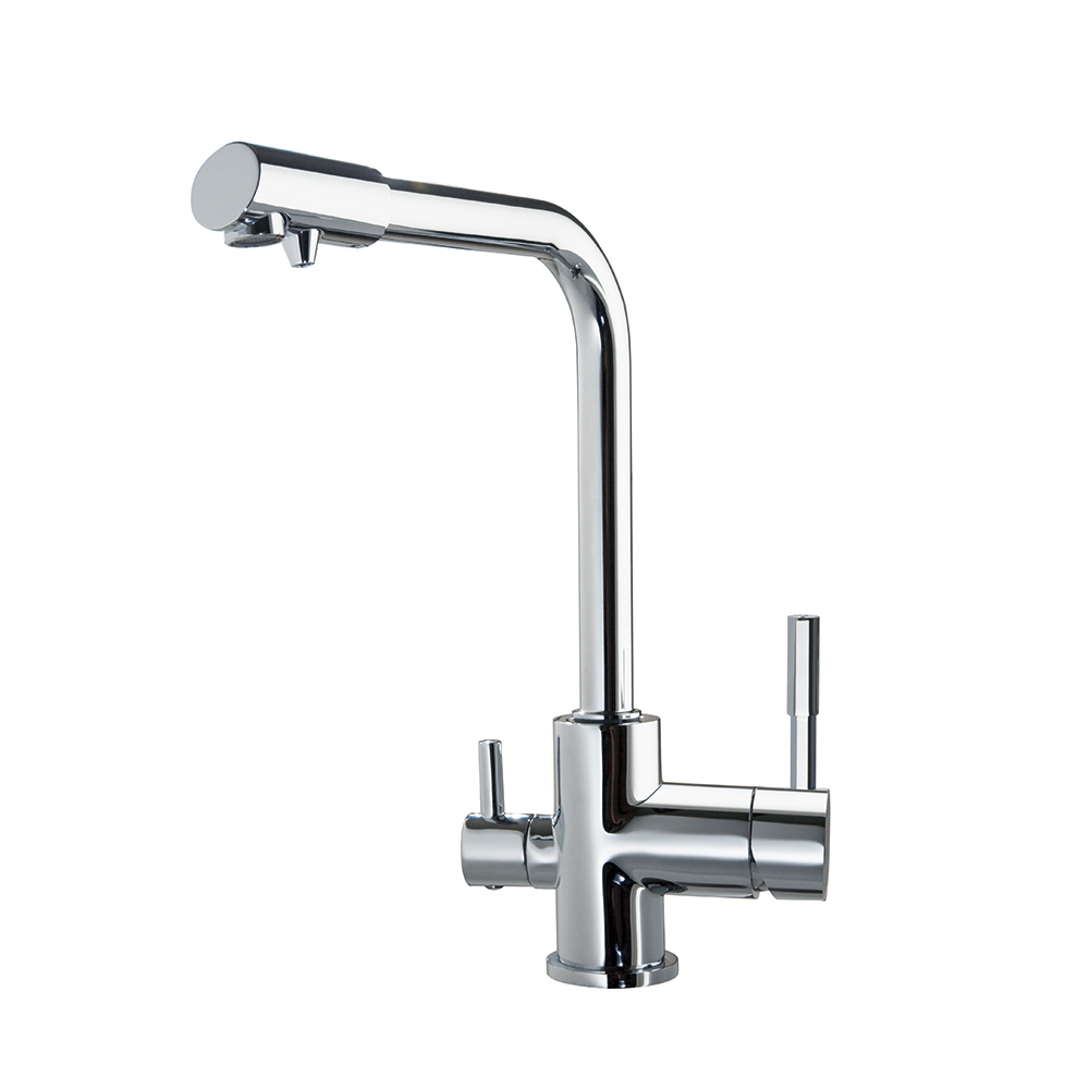 Monomando de cocina con caño alto giratorio con circuito para agua purificada,cromo