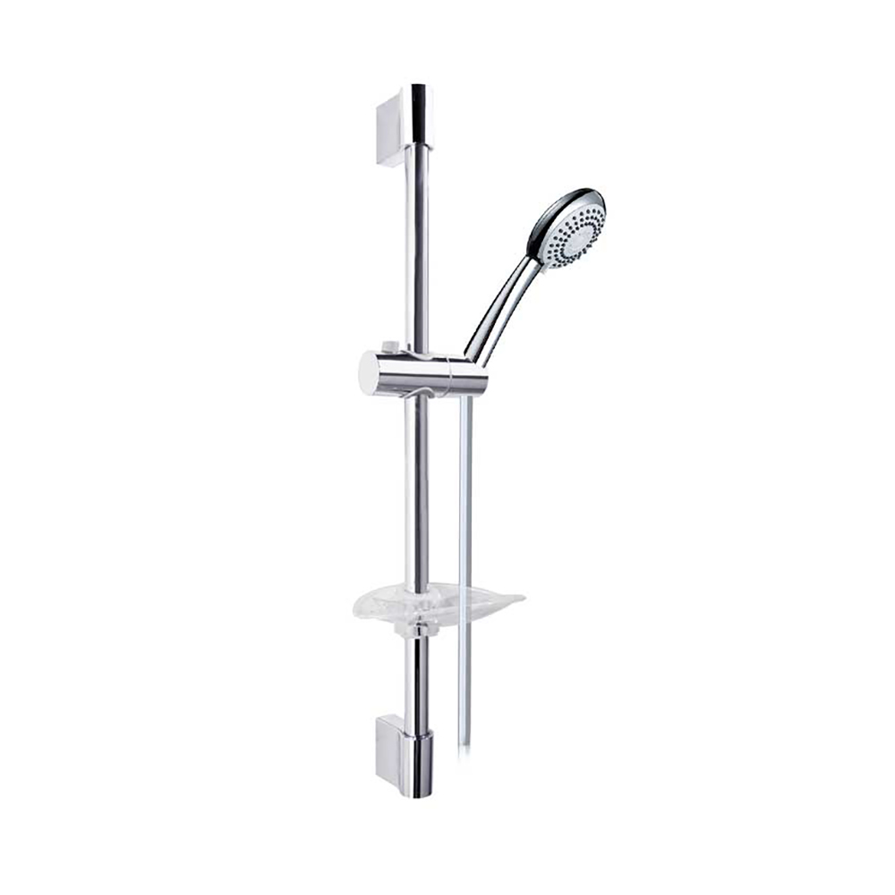 Barra de ducha Polo de metal con teleducha 3 posicones Ø90mm y flexo,cromo