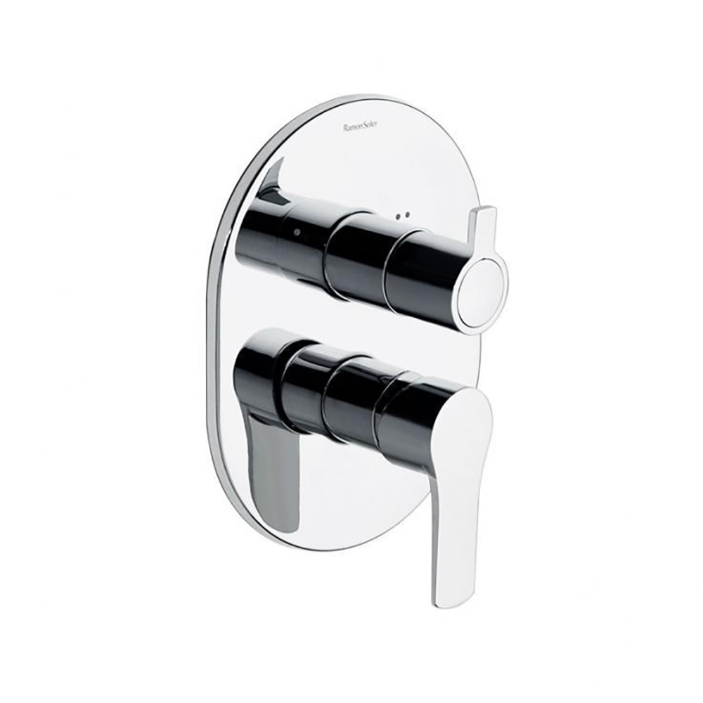 Titanium, single-lever built-in bath-shower mixer, metal, 2-way with ultra-slim plate, chrome