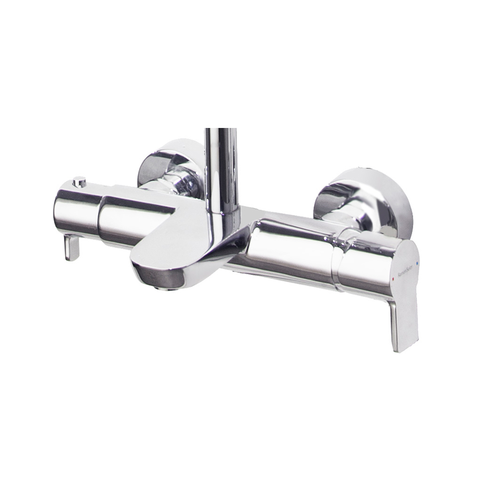 Bath-shower with integrated diverter.